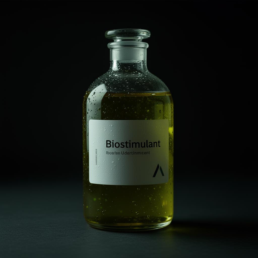 PhragMighty liquid biostimulant in a laboratory bottle
